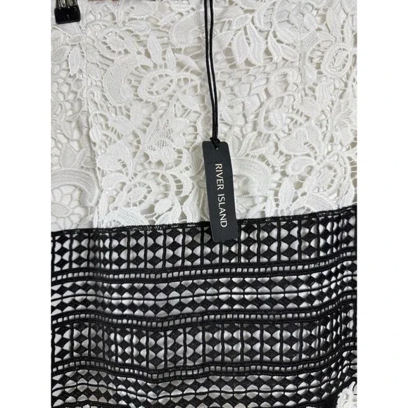 River Island Vintage White/Black Lace Midi Skirt Women’s 16 NWT - Picture 3 of 6